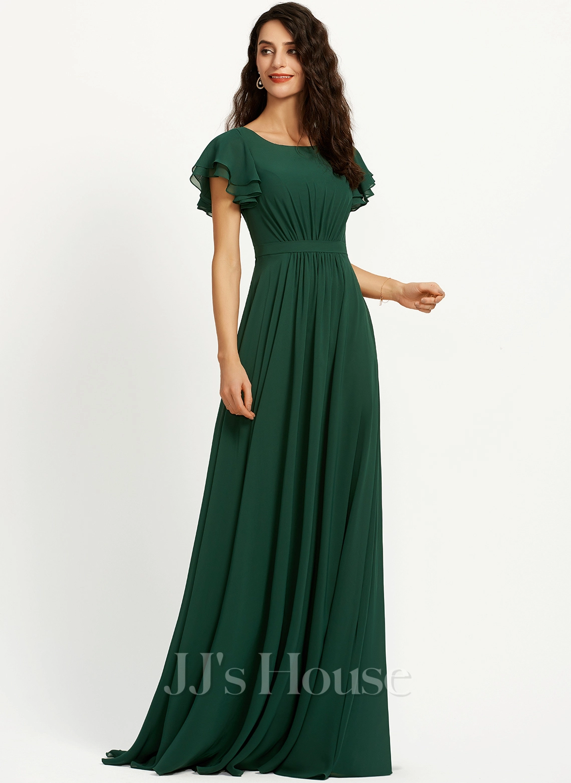 Jjshouse.fr Robe Trapèze Scoop Longueur Ras Du Sol Mousseline Robe De Demoiselle D'honneur Avec Plissé 1 Jjshouse.fr Robe Trapèze Scoop Longueur Ras Du Sol Mousseline Robe De Demoiselle D'honneur Avec Plissé