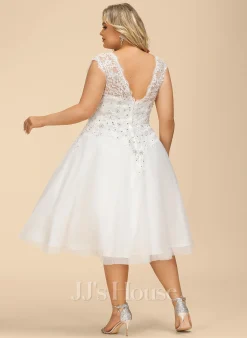 JJsHouse Robe Marquise/princesse Longueur Mollet Dentelle Tulle Robe De Mariée Avec Brodé Paillettes -Voiles mariée Soldes f08817417d9c77bd90a3fbd83efa1d51