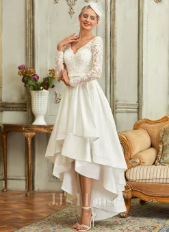 JJsHouse Robe Trapèze Col V Asymétrique Dentelle Satiné Robe De Mariée -Voiles mariée Soldes f1cedc3bb345cf5d4ae9ff25e1ee6318