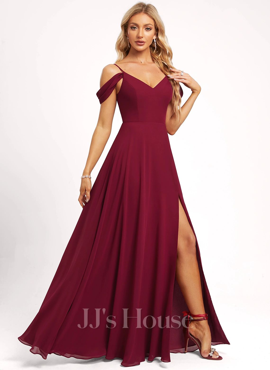 Jjshouse.fr Robe Trapèze Accueil Froid Col V Longueur Ras Du Sol Mousseline Robe De Demoiselle D'honneur 8 Jjshouse.fr Robe Trapèze Accueil Froid Col V Longueur Ras Du Sol Mousseline Robe De Demoiselle D'honneur – Image 8