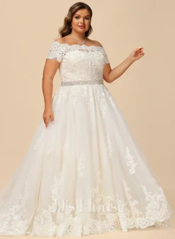 JJsHouse Robe Marquise/princesse épaule Dénudée Traîne Moyenne Dentelle Tulle Robe De Mariée Avec Brodé Paillettes -Voiles mariée Soldes f23b7b68a10006ff2ef0f8eb63d65f7c