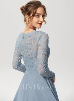 Jjshouse.fr Robe Trapèze Col V Longueur Genou Mousseline Dentelle Dentelle Mousseline Robe De Demoiselle D'honneur -Voiles mariée Soldes f35a47798405941f065b4bdfb639e0ff