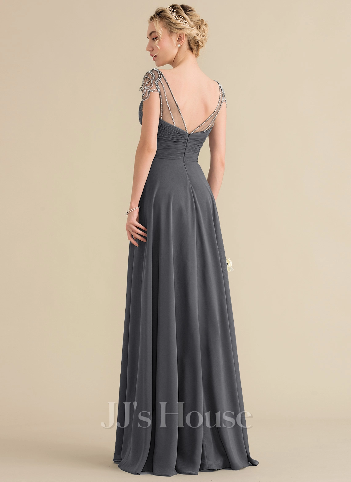 Jjshouse.fr Robe Trapèze Col V Longueur Ras Du Sol Mousseline Mousseline Robe De Demoiselle D'honneur Avec Brodé Plissé Paillettes 10 Jjshouse.fr Robe Trapèze Col V Longueur Ras Du Sol Mousseline Mousseline Robe De Demoiselle D'honneur Avec Brodé Plissé Paillettes – Image 10