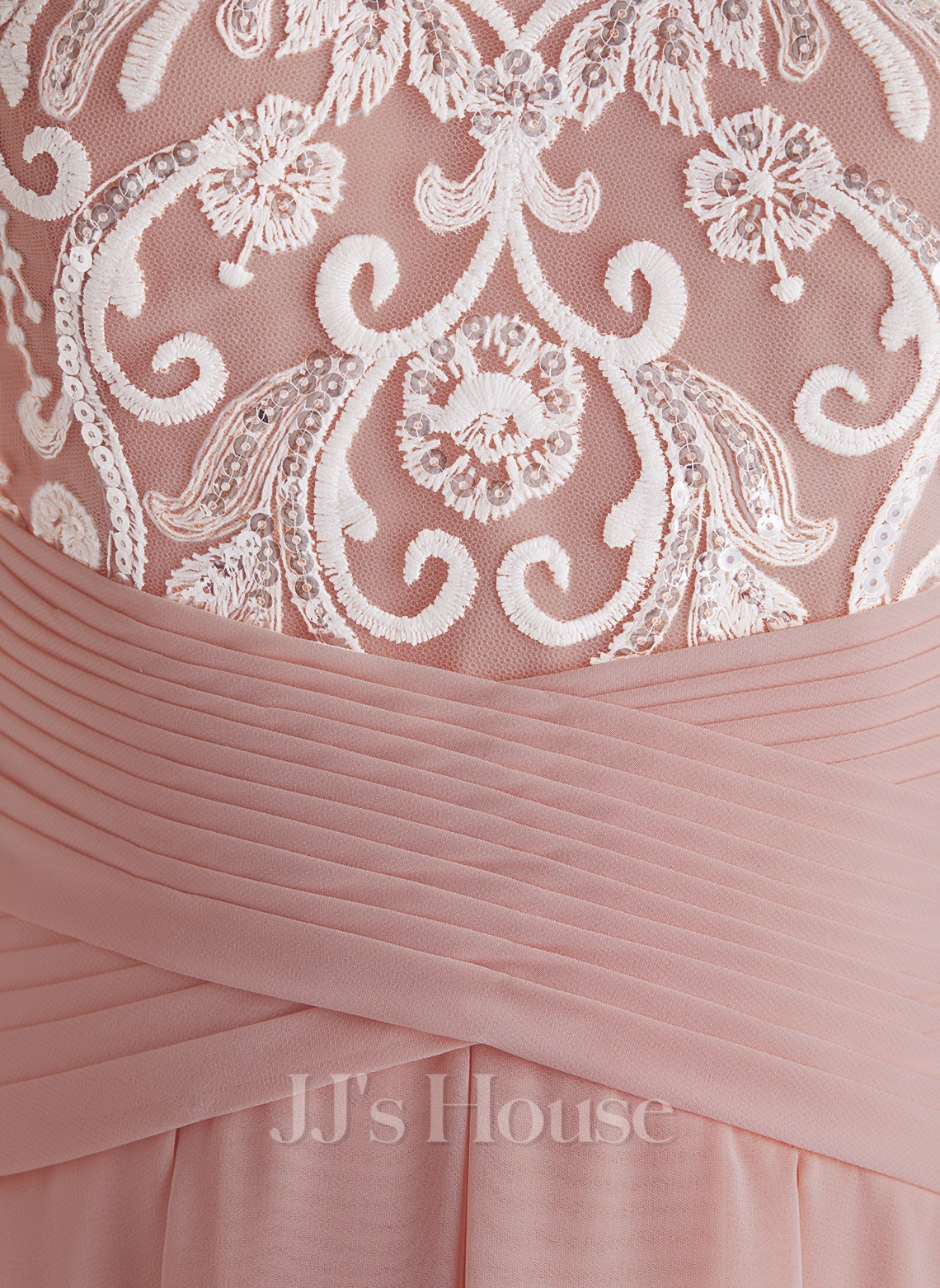 JJsHouse Robe Trapèze épaule Dénudée Asymétrique Mousseline Dentelle Robe De Mariée Avec Plissée 3 JJsHouse Robe Trapèze épaule Dénudée Asymétrique Mousseline Dentelle Robe De Mariée Avec Plissée – Image 3