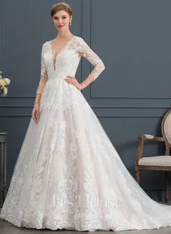 JJsHouse Robe Marquise/princesse Col V Dentelle Tulle Robe De Mariée -Voiles mariée Soldes f7efeff8def086eb377544a6fdf9cd0a