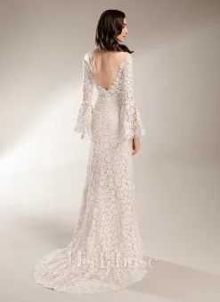 JJsHouse Forme Sirène/trompette Illusion Traîne Moyenne Dentelle Robe De Mariée -Voiles mariée Soldes f832cfc6b28fa3f2292ff1a9a8daf7d3