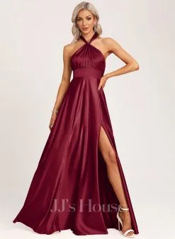 Jjshouse.fr Robe Trapèze Dos Nu Décolleté Asymétrique Col V Longueur Ras Du Sol Satiné Robe De Demoiselle D'honneur -Voiles mariée Soldes f87a7a2fb1055b62f77d251757bd6389