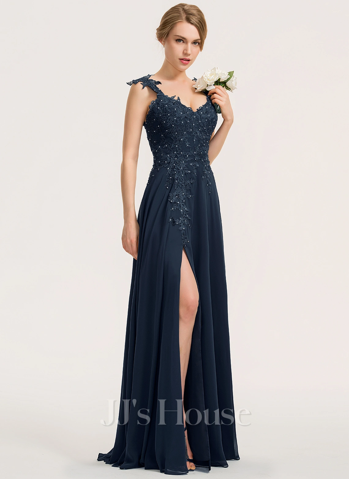 Jjshouse.fr Robe Trapèze Cache Cœur Longueur Ras Du Sol Mousseline Dentelle Dentelle Mousseline Robe De Demoiselle D'honneur Avec Brodé Fendue Devant 2 Jjshouse.fr Robe Trapèze Cache Cœur Longueur Ras Du Sol Mousseline Dentelle Dentelle Mousseline Robe De Demoiselle D'honneur Avec Brodé Fendue Devant – Image 2