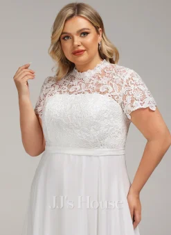 JJsHouse Robe Trapèze Col Haut Longueur Ras Du Sol Mousseline Dentelle Robe De Mariée -Voiles mariée Soldes f991bb5af85bb2d47cf6309c0b851b8f