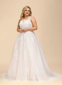 JJsHouse Robe Marquise/princesse Traîne Moyenne Dentelle Tulle Robe De Mariée Avec Brodé Paillettes -Voiles mariée Soldes f9ee5c755a4054342757d2b79f683f63