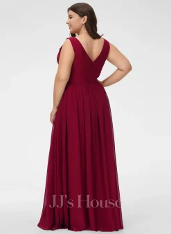 Jjshouse.fr Robe Trapèze Col V Longueur Ras Du Sol Mousseline Robe De Demoiselle D'honneur Avec Fendue Devant -Voiles mariée Soldes fdf093b8403bfc0e64af2af5e44fa41d