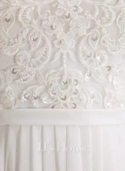 JJsHouse Robe Trapèze épaule Dénudée Asymétrique Mousseline Dentelle Robe De Mariée Avec Brodé Paillettes -Voiles mariée Soldes feb824557a96cd8003273ff1a68023a1