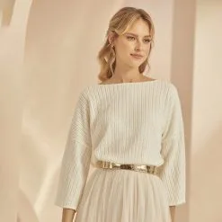 Pull Mariage En Tricot E342 Bianco Evento
