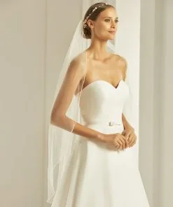 S259 - Bianco Evento Voile Avec Bordure Perlée
