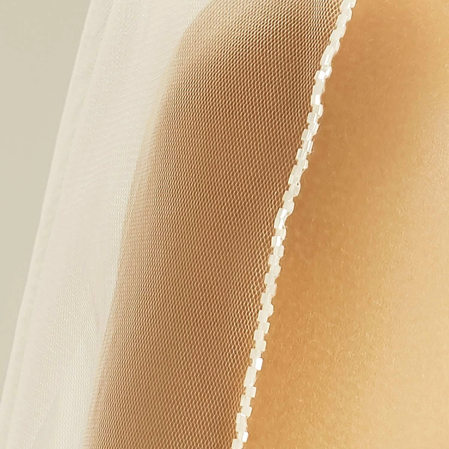 S260 - Bianco Evento Voile Long Bordure Perlée 2 S260 - Bianco Evento Voile Long Bordure Perlée – Image 2