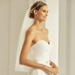 S302 - Bianco Evento Voile Ivoire Court Sans Bordure