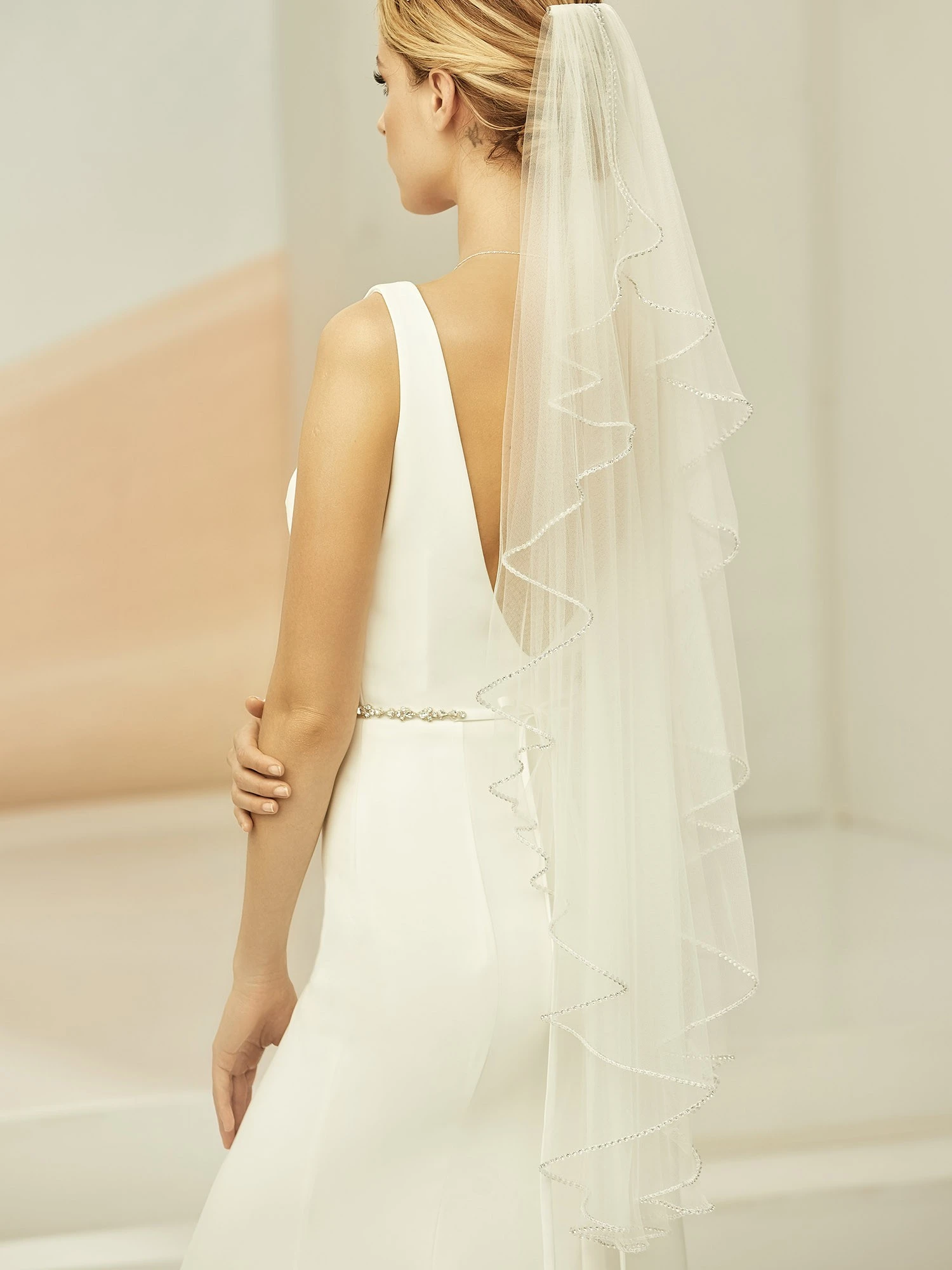 S399 Bianco Evento - Voile Mariée Ivoire Bordure Cristal 1 S399 Bianco Evento - Voile Mariée Ivoire Bordure Cristal