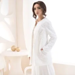 Veste Mariage Longue En Fausse Fourrure Marissa