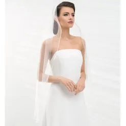 Voile Mariée Ivoire Bordure Satin Fiorella