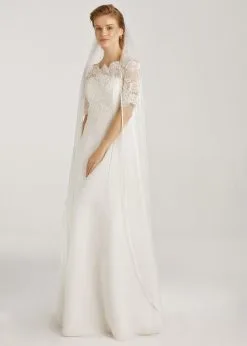 Voile De Mariée Long Ivoire Bordure En Satin Licia