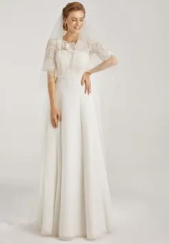 Voile De Mariée Long Ivoire Avec Bordure Festonnée Lidia