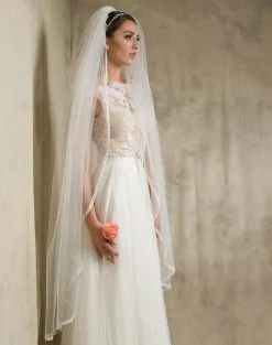 Voile Mariage Mi-long Fine Dentelle Calypso