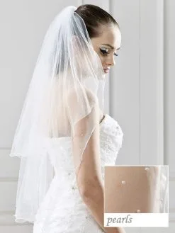 Voile De Mariée Mi Long Avec Perles Nacrées Melita