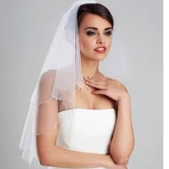 Voile De Mariage Mi-long Avec Perles Et Cristal Sofia