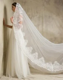 Voile De Mariage Très Long à Large Dentelle Gabrielle