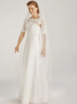 Voile Mariage Long à Bordure Festonnée Et Strass Swarovski Maia