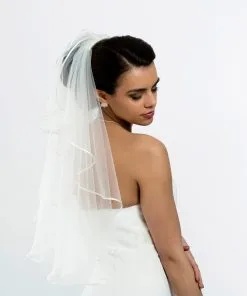 Voile Mariage Mi Long Bordure Satin Feliciana