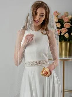 Voile De Mariée Mi Long à Plumetis Constance