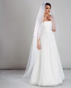 Voile De Mariage Très Long Bordure Satin Emilia