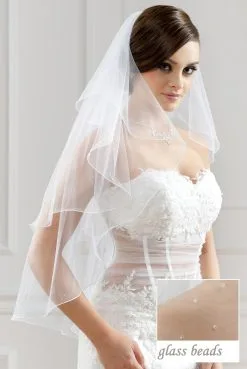 Voile De Mariage Mi Long Avec Perles De Verre Bruna