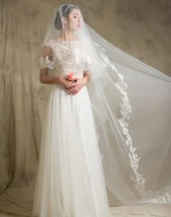Voile Mariée Très Long à Rabat Avec Dentelle Victoire