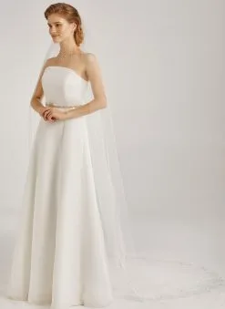 Voile Mariage Tulle Ivoire Bordure Basse Dentelle Natalina